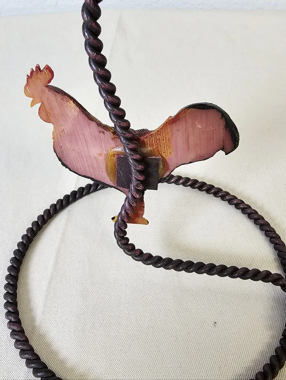 Rustic Rooster Taper Candle Holder Twisted Metal Farmhouse Country Decor 6.5